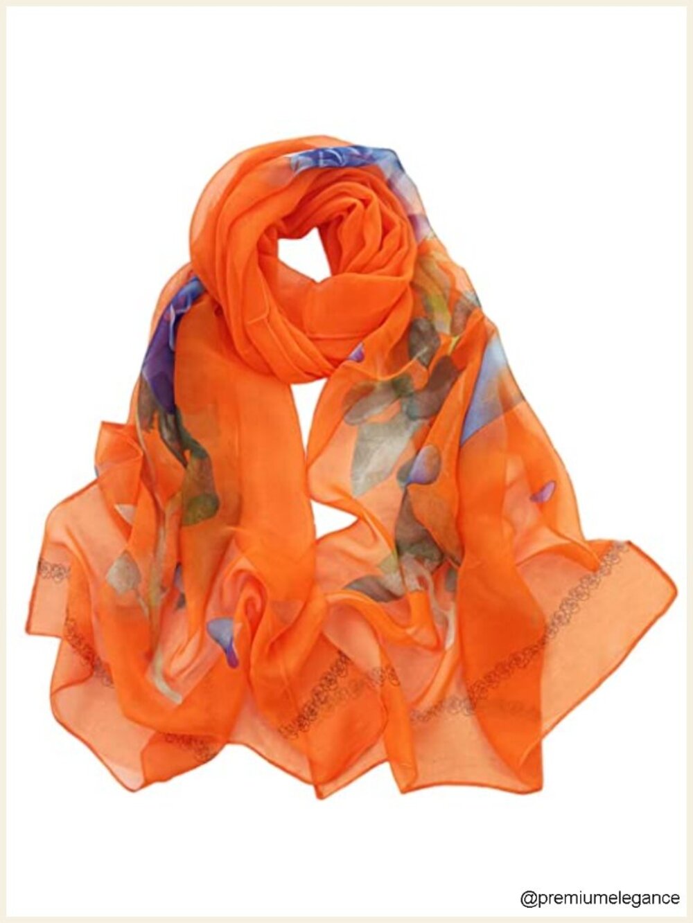 Women's Lightweight Floral Scarf, 100% Polyester Silk Feeling Shawl